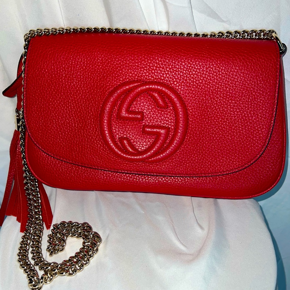 Red Medium Gucci Soho Flap Crossbody Bag